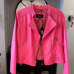 NWT Edgy and Classy Pink Faux Leather Jacket